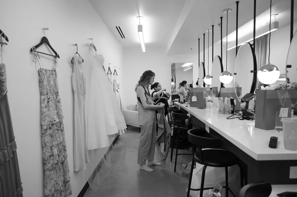 A bride is preparing for her wedding in one of our dressing suites
